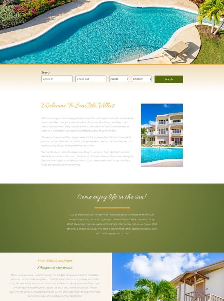 Web Dev Sample - SunIsle Villas Showcase